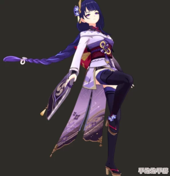 雷电将军腿法娴熟，展现出无与伦比的战斗技巧和优雅姿态